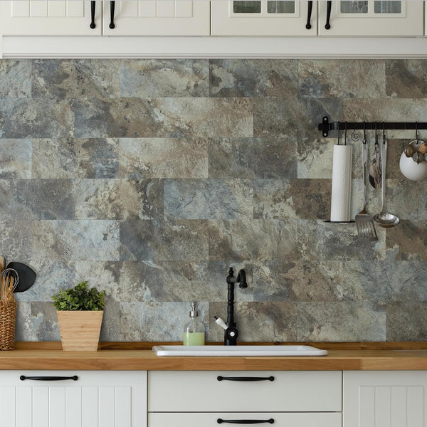 6''x12'' Beige & Brown Subway PVC Tile