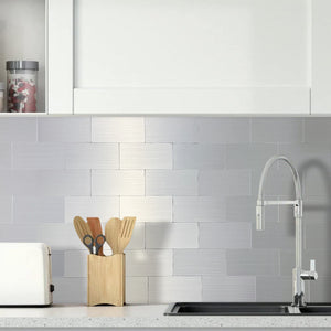 3''x6'' Silver Brushed Stainless Subway PVC Tile