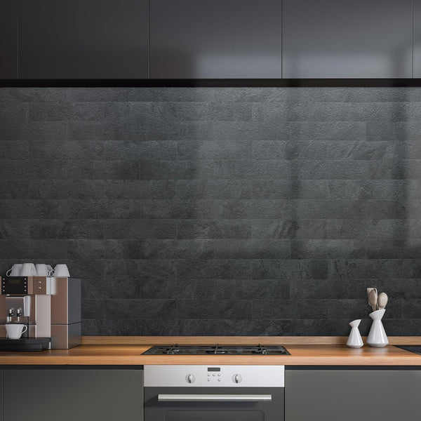 3''x12'' Black Slate Subway PVC Tile