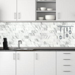 3''x6'' White Marble Subway PVC Tile