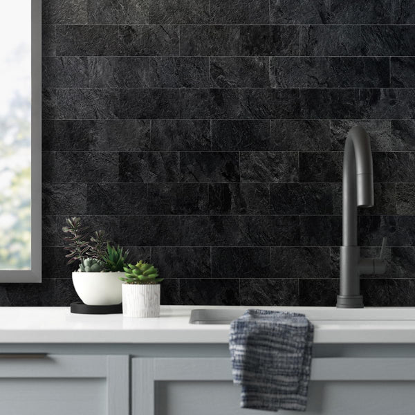 Black Slate Subway PVC Tile