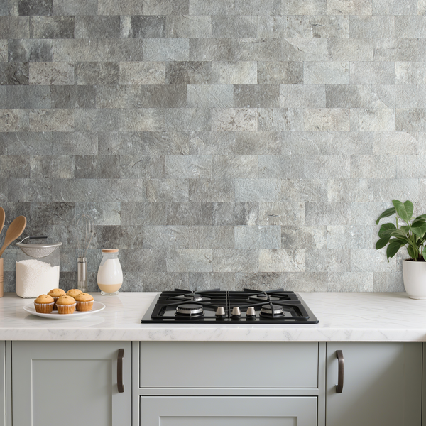 Gray Mountain Rock Look Subway PVC Tile