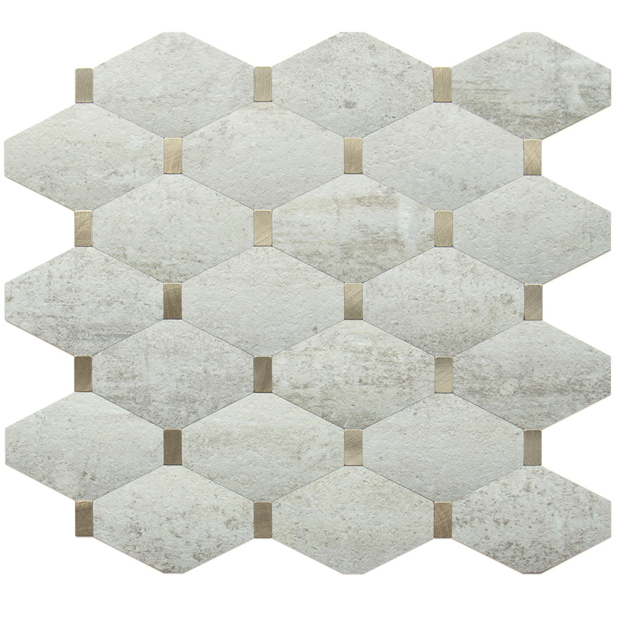 Beige Stone Octagon PVC Tile Mixed Metal Gold