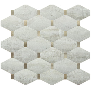 Beige Stone Octagon PVC Tile Mixed Metal Gold