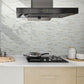 Light Beige Faux Stone PVC Stacked Tile Mixed Light Gold Metal Chips