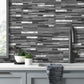 Black & Grey Wood Look Stacked PVC Mixed Silver Metal Chips