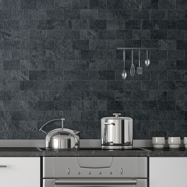 12''x12'' Black Slate Subway PVC Sheet