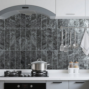 3''x12'' Polished Dark Grey Marble 3''x12'' Subway PVC Tile