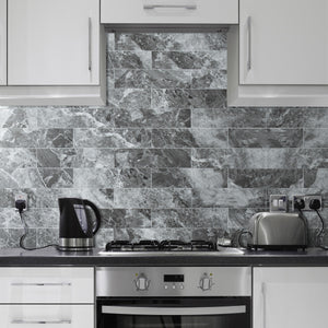 3''x12'' Polished Light Grey Marble 3''x12'' Subway PVC Tile