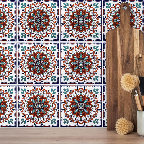 Colorful Talavera Mexican PVC Tile - Style 4