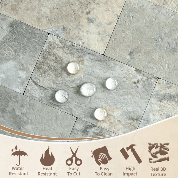 12‘’x12'' Grey and Beige Slate Subway PVC Sheet