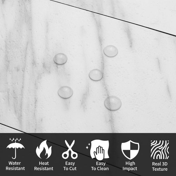 3''x6'' White Marble Subway PVC Tile