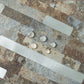 Beige & Brown Stacked Linear PVC Tile Mixed Metal Silver