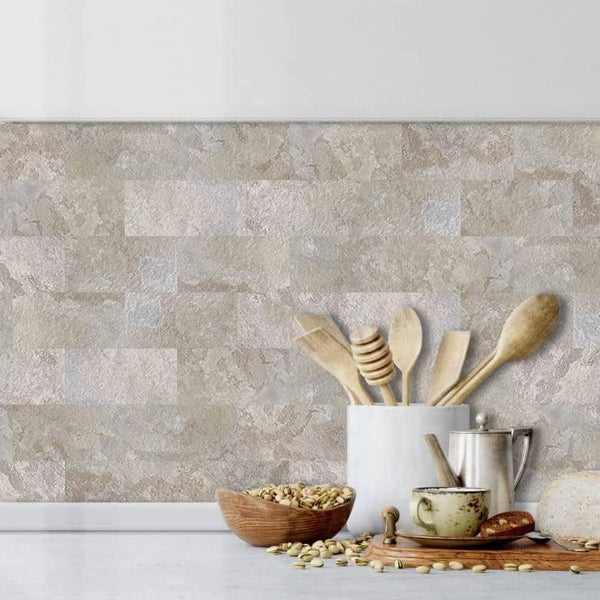 Beige Stone Look Subway PVC Tile