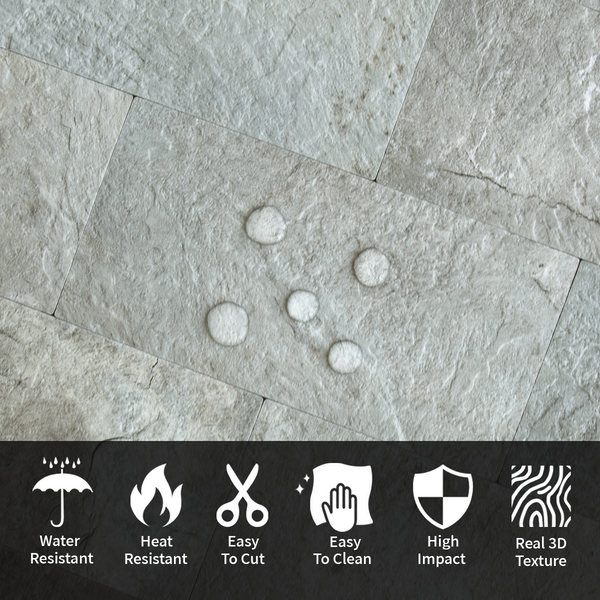 Gray Mountain Rock Look Subway PVC Tile
