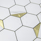 White Marble Look Hexagon PVC Mixed Golded Metal Chips