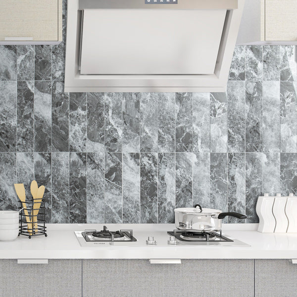 Polished Light Grey Marble 3''x12'' Subway PVC Tile