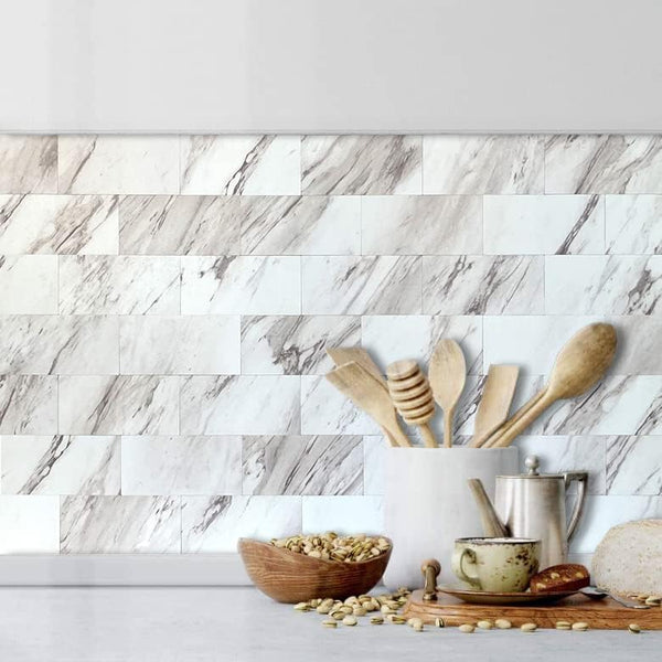 Matte White Faux Marble Subway PVC Tile