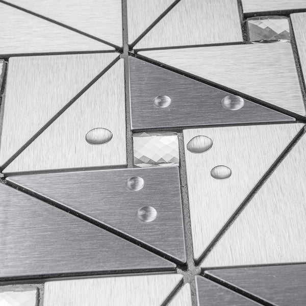 Silver Brushed Steel Square Mosaic Metal Tile Mixed Glass - Canada