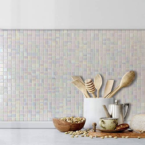 White Rainbow Square Glass Tile - Canada