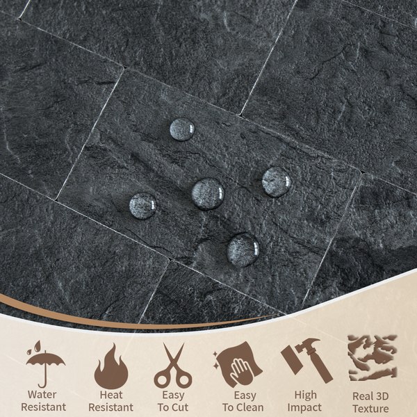 12''x12'' Black Slate Subway PVC Sheet