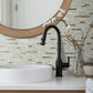 Light Brown Marble Look PVC Stacked Tile Mixed Bronze Metal Chips
