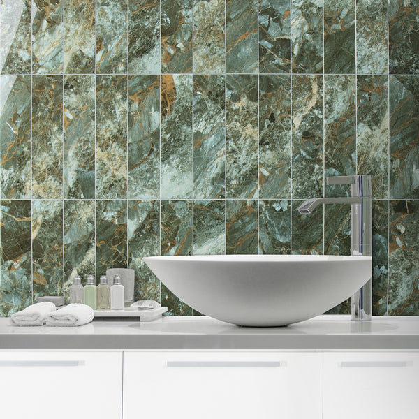 Polished Green Marble 3''x12'' Subway PVC Tile