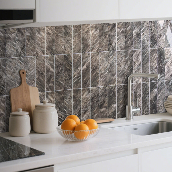 Polished Brown Marble 3''x12'' Subway PVC Tile