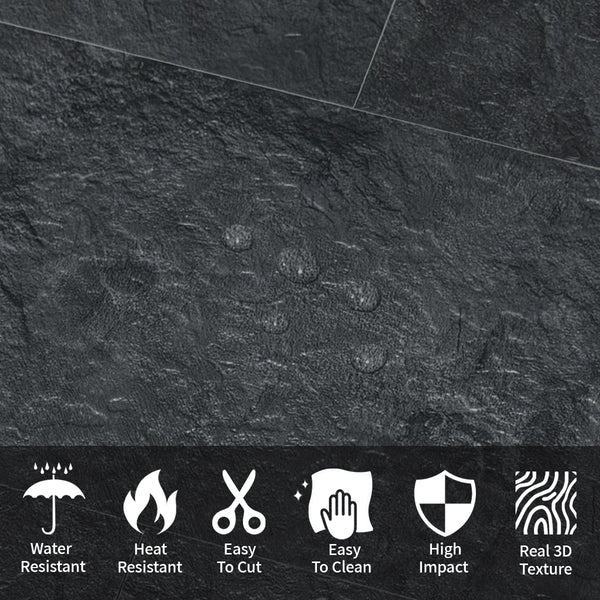 6''x12'' Black Slate Subway PVC Tile