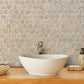 Beige Sandstone Hexagon PVC Tile Mixed light Golden Metal Chips