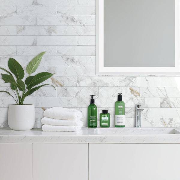 Polished White Marble 3''x12'' Subway PVC Tile
