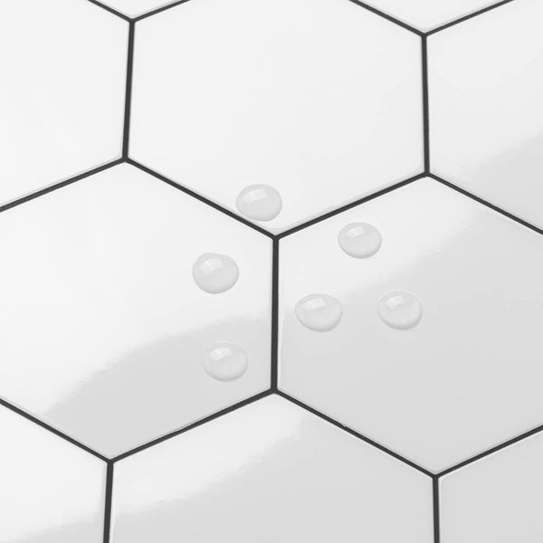 Polished White Ceremic Look Hexagon PVC Tile - CA