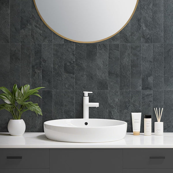 3''x12'' Black Slate Subway PVC Tile
