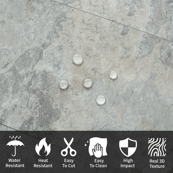 6‘’x12'' Grey and Beige Slate Subway PVC Tile