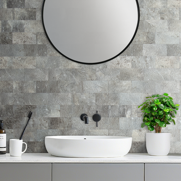 Gray Mountain Rock Look Subway PVC Tile