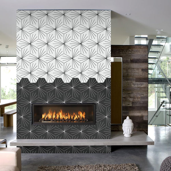 White Star Burst Hexagon PVC Tile