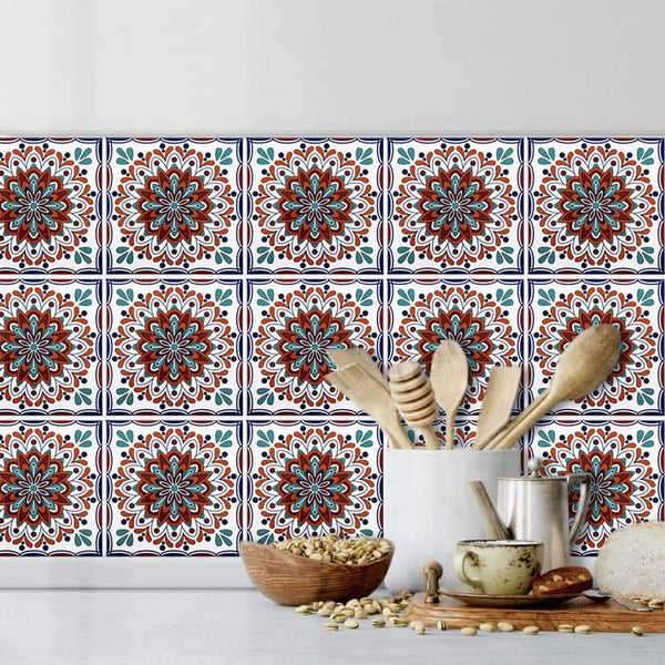 Colorful Talavera Mexican PVC Tile - Style 4