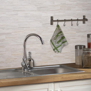 3‘’x6'' Beige Slate Subway PVC Tile with Faux Grout Line