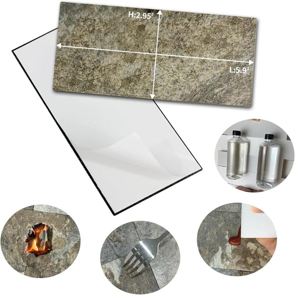 Beige and Brown Slate Subway PVC Tile