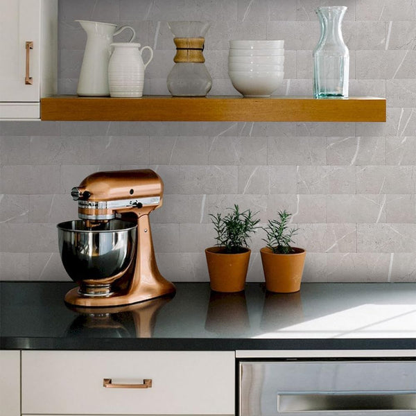 Light Beige Marble Look Subway PVC Tile