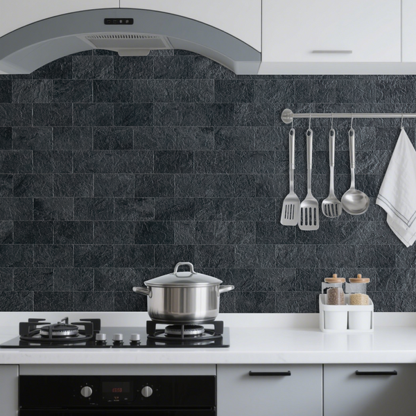 12''x12'' Black Slate Subway PVC Sheet