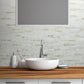 Light Beige Faux Stone PVC Stacked Tile Mixed Light Gold Metal Chips