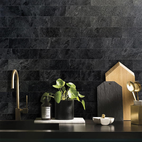 Black Slate Subway PVC Tile