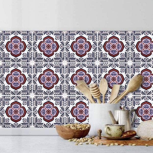 Colorful Talavera Mexican PVC Tile - Style 6