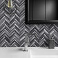 Black and Gray Wood Look PVC Tile Mixed Silver Metal Chips