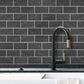 3''x6'' Black Faux Stone Subway PVC Tile With White Faux Grout