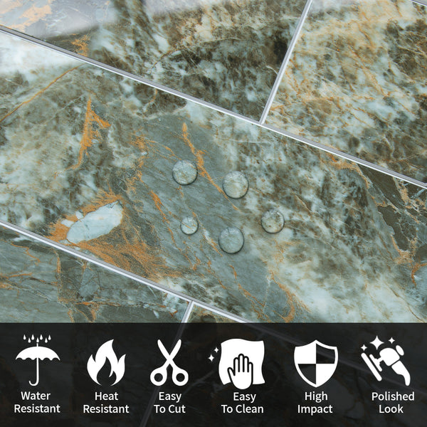 Polished Green Marble 3''x12'' Subway PVC Tile
