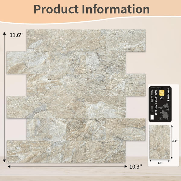 Beige Sandstone Sheeted PVC Subway Tile