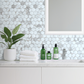 White Marble Hexagon PVC Tile Mixed Metal Silver