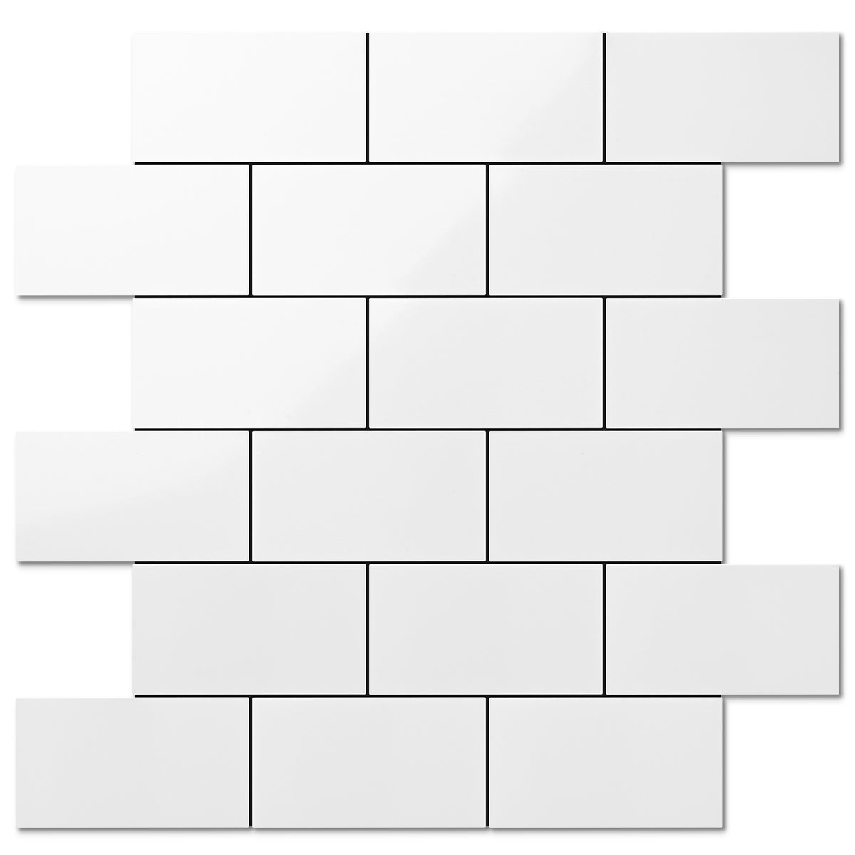 Polished White Ceramic Look Subway PVC Tile Sheet